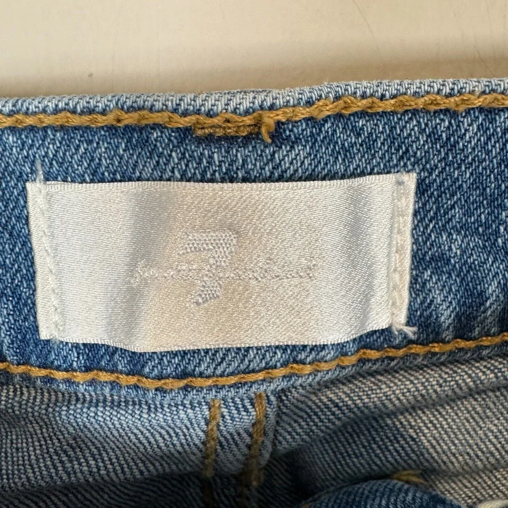 7 For All Mankind Jeans Ultra High Rise Dojo Raw Casual Festival‎ Boho Blue 30